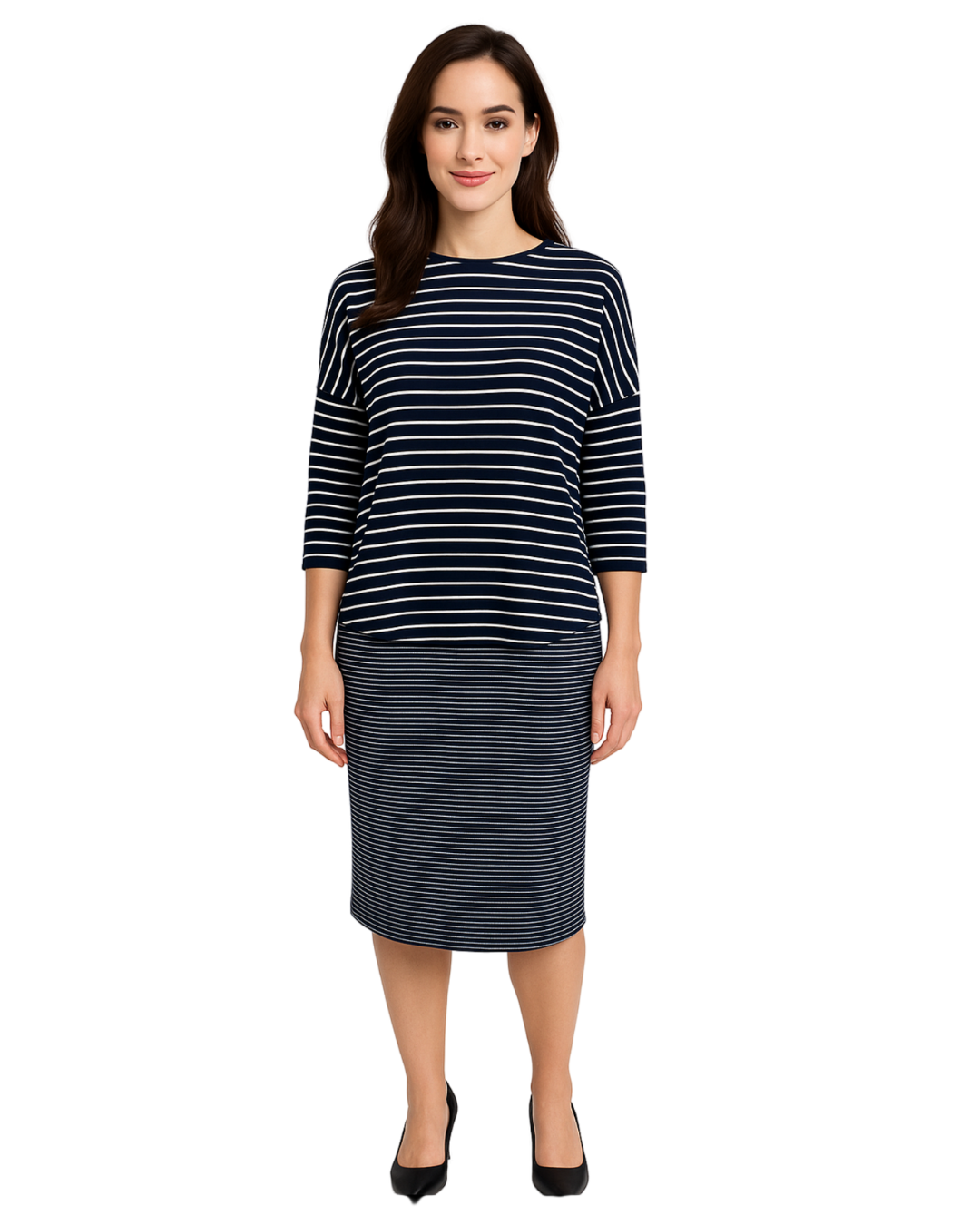 Modest Midi Pencil Skirt Below the Knee with Elastic Waist Modest Midi Pencil Skirt Below the Knee with Elastic Waist