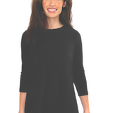 Popular Wide-Ribbed Handkerchief Hem Tunic with 3/4 Sleeves