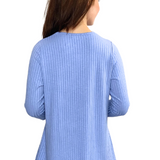 Popular Wide-Ribbed Handkerchief Hem Tunic with 3/4 Sleeves
