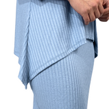 Popular Wide-Ribbed Handkerchief Hem Tunic with 3/4 Sleeves