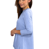 Popular Wide-Ribbed Handkerchief Hem Tunic with 3/4 Sleeves