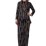 Long Sleeve Women's Printed Tunic Top with Handkerchief Hem