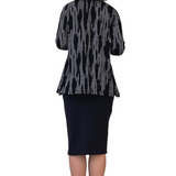 Long Sleeve Women's Printed Tunic Top with Handkerchief Hem
