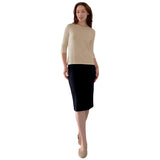 Modest 3/4 Sleeve Layering Shell with Below Collarbone Neckline