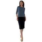 Modest 3/4 Sleeve Layering Shell with Below Collarbone Neckline