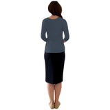 Modest 3/4 Sleeve Layering Shell with Below Collarbone Neckline