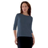 Modest 3/4 Sleeve Layering Shell with Below Collarbone Neckline