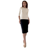 Modest 3/4 Sleeve Layering Shell with Below Collarbone Neckline