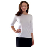 Modest 3/4 Sleeve Layering Shell with Below Collarbone Neckline