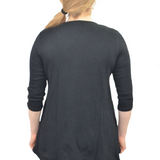 Hi-Lo Soft Crinkled Cotton Spandex 3/4 Sleeve Tunic