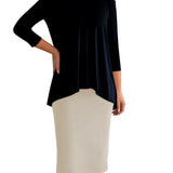 Hi-Lo Soft Crinkled Cotton Spandex 3/4 Sleeve Tunic