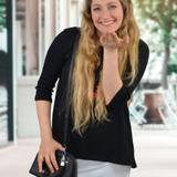 Hi-Lo Soft Crinkled Cotton Spandex 3/4 Sleeve Tunic