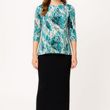 Modest Flow Tunic - High Neckline, 3/4 Sleeves with Modern Slit Detail
