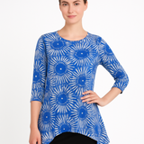 Modest Handkerchief Tunic Top - 3/4 Sleeve Comfort Flow Design