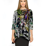 Modest Handkerchief Tunic Top - 3/4 Sleeve Comfort Flow Design