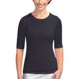 Women's and Plus Size Fitted Layering Shell - Modest Round Neck with Elbow Sleeves