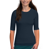 Women's and Plus Size Fitted Layering Shell - Modest Round Neck with Elbow Sleeves