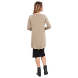 1256 Hi Lo Flowing ¾ Sleeve Modest Tunic Top Beige Rear View