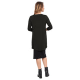 1256 Hi Lo Flowing ¾ Sleeve Modest Tunic Top Black Rear View