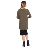 1256 Hi Lo Flowing ¾ Sleeve Modest Tunic Top Walnut Rear View