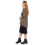 1256 Hi Lo Flowing ¾ Sleeve Modest Tunic Top Walnut Right Rear Side