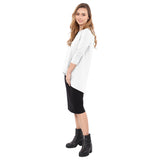 1256 Hi Lo Flowing ¾ Sleeve Modest Tunic Top White Right Side