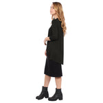 1256 Hi Lo Flowing ¾ Sleeve Modest Tunic Top Black Left Side