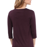 3/4 Sleeve Curved Hem Tunic Top - Breathable Viscose Spandex