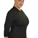 Plus Size Relaxed Fit 3/4 Sleeve Swim Exercise Top - UPF 50+ Protection