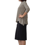 Textured Ribbed Handkerchief Tunic with 3/4 Sleeves