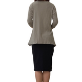 Textured Ribbed Handkerchief Tunic with 3/4 Sleeves