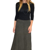Sleek A-Line Maxi Skirt with Adjustable Fold-Over Waist