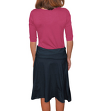 Girls Midi Skater Skirt with Fold-Over Waistband in Cotton Spandex