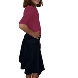 Girls Midi Skater Skirt with Fold-Over Waistband in Cotton Spandex