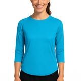 Modest Athletic Moisture-Wicking Performance Top with 3/4 Sleeves