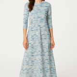 Fitted Bodice Maxi Summer Dress with 3/4 Sleeves with Pockets