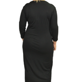 Plus Size Modest Layering Dress with 3/4 Sleeves and No Slits