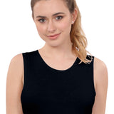 1631 cropped layering tank with full shoulder coverage jewel neckline reg black front