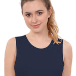 1631 cropped layering tank with full shoulder coverage jewel neckline reg navy front