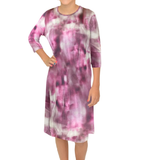 Girls' Easy Pull-On A-Line T-Shirt Dress with 3/4 Sleeves
