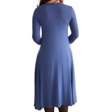 Mid-Calf 3/4 Sleeve Swing Dress with Pockets