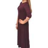 Mid-Calf 3/4 Sleeve Swing Dress with Pockets