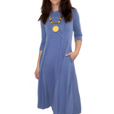 Ribbed Modal A-Line Swing Midi Dress with Pockets