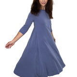 Ribbed Modal A-Line Swing Midi Dress with Pockets