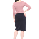 Heavier Weight Mid-Knee Cotton Spandex Pencil Skirt