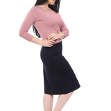 Heavier Weight Mid-Knee Cotton Spandex Pencil Skirt
