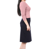 Heavier Weight Mid-Knee Cotton Spandex Pencil Skirt