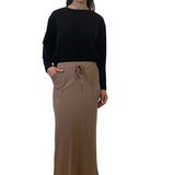 French Terry Cotton Blend Maxi Skirt with Pockets - Casual Comfort