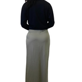 French Terry Cotton Blend Maxi Skirt with Pockets - Casual Comfort