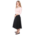 1926 Perfect A-Line Midi Skirt with Pockets Black Front Left Side